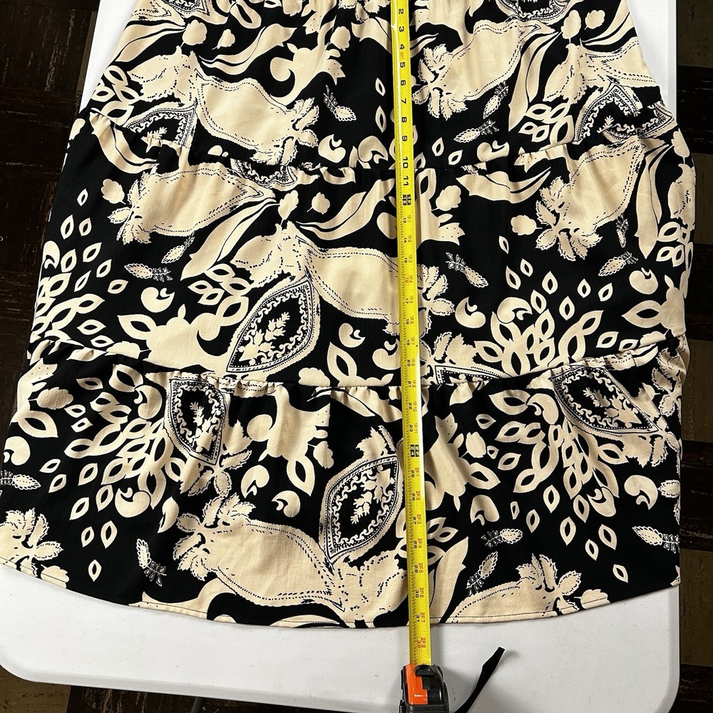 52Seven Women's Black Beige Tan Paisley Tiered Floral Midi Dress 1X - Picture 3 of 6